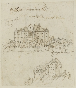 Schloss Gandegg mit der Maria-Schnee-Kapelle um 1610 (BILD: Südtiroler Landesarchiv, Codex Brandis) 